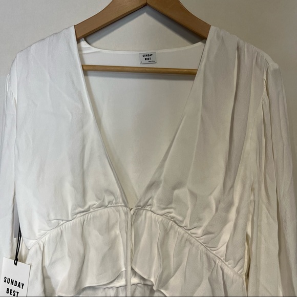 NWT SUNDAY BEST FRONT TIE BLOUSE WHOTE SIZE LARGE - Picture 4 of 8